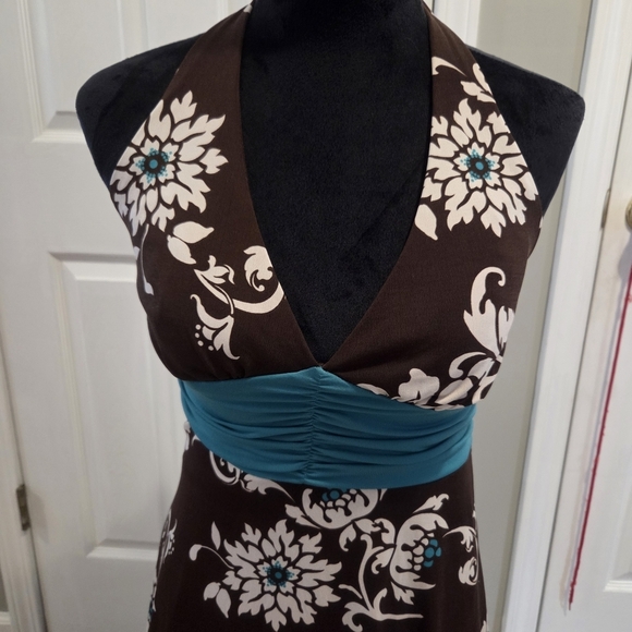 Ruby Rox Vintage Brown Retro Floral Y2k Halter 90's Babydoll Dress. Size L Fairy - Picture 4 of 10